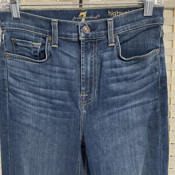 7 For All Mankind HIGHWAIST SLIM KICK Jeans Women’s 27 Medium Wash Stretch Denim - Picture 3 of 11